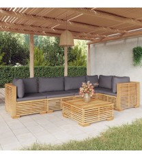 vidaXL 6 Piece Patio Lounge Set with Cushions Solid Wood Teak