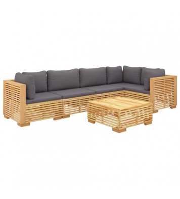 vidaXL 6 Piece Patio Lounge Set with Cushions Solid Wood Teak