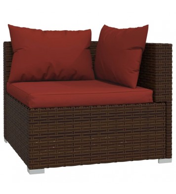 vidaXL 9 Piece Patio Lounge Set with Cushions Poly Rattan Brown