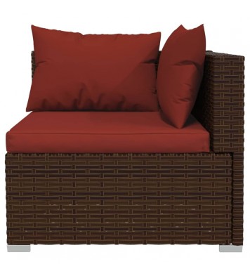 vidaXL 9 Piece Patio Lounge Set with Cushions Poly Rattan Brown