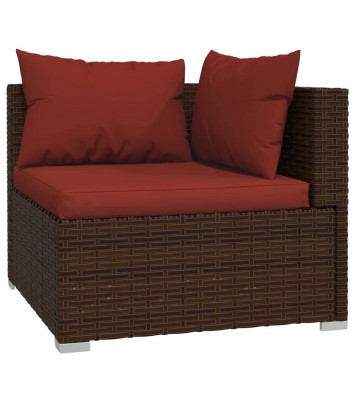 vidaXL 11 Piece Patio Lounge Set with Cushions Brown Poly Rattan