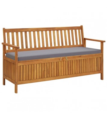 vidaXL Patio Storage Bench with Cushion 58.3" Solid Acacia Wood