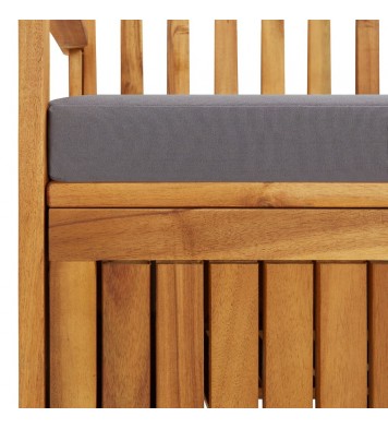 vidaXL Patio Storage Bench with Cushion 58.3" Solid Acacia Wood