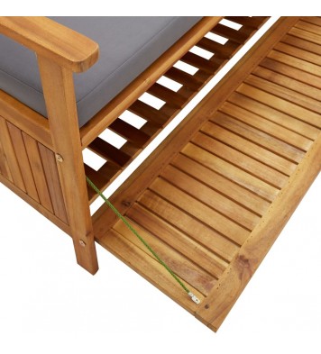 vidaXL Patio Storage Bench with Cushion 58.3" Solid Acacia Wood