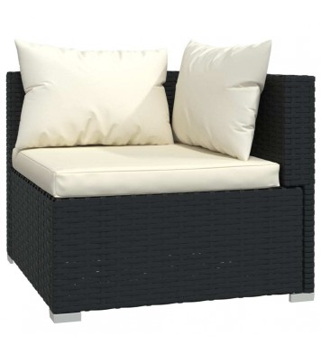 vidaXL 13 Piece Garden Lounge Set with Cushions Black Poly Rattan