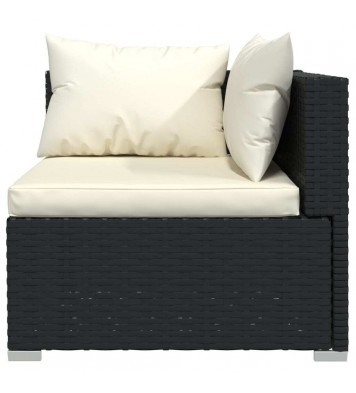 vidaXL 13 Piece Garden Lounge Set with Cushions Black Poly Rattan