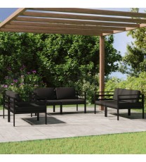 vidaXL 6 Piece Patio Lounge Set with Cushions Aluminum Anthracite