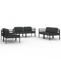 vidaXL 6 Piece Patio Lounge Set with Cushions Aluminum Anthracite