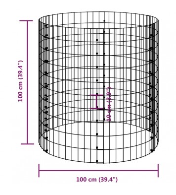 vidaXL Garden Composter Ø39.4"x39.4" Galvanized Steel