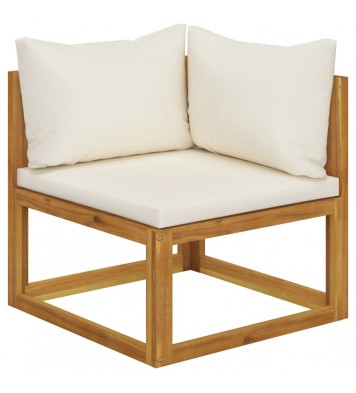 vidaXL 2 Piece Sofa Set with Cream White Cushions Solid Acacia Wood