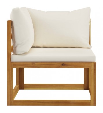 vidaXL 2 Piece Sofa Set with Cream White Cushions Solid Acacia Wood