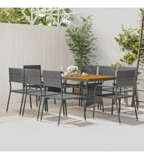 vidaXL 9 Piece Patio Dining Set Poly Rattan Gray