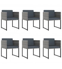 vidaXL 11 Piece Patio Dining Set with Cushions Poly Rattan Gray