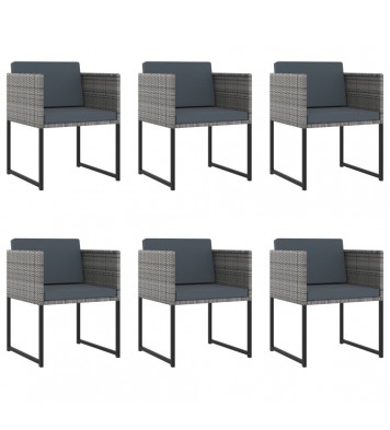 vidaXL 11 Piece Patio Dining Set with Cushions Poly Rattan Gray