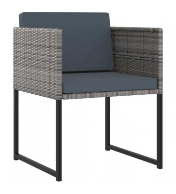 vidaXL 11 Piece Patio Dining Set with Cushions Poly Rattan Gray