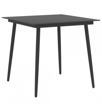 vidaXL Patio Dining Table Black 31.5"x31.5"x29.1" Steel and Glass