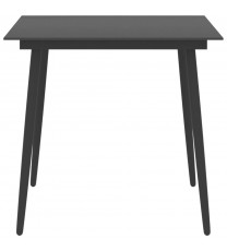 vidaXL Patio Dining Table Black 31.5"x31.5"x29.1" Steel and Glass