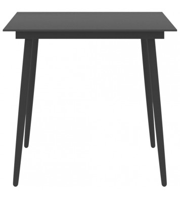 vidaXL Patio Dining Table Black 31.5"x31.5"x29.1" Steel and Glass