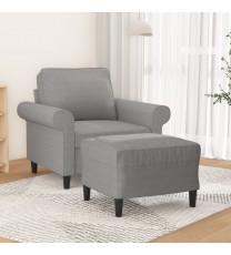 vidaXL Sofa Chair with Footstool Light Gray 23.6" Fabric