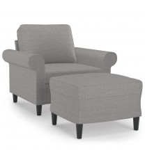 vidaXL Sofa Chair with Footstool Light Gray 23.6" Fabric