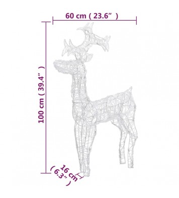 vidaXL Reindeer Christmas Decorations 2 pcs 23.6"x6.3"x39.4" Acrylic