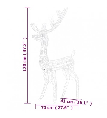 vidaXL Acrylic Reindeer Christmas Decorations 2 pcs 47.2" Cold White