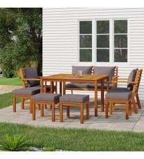 vidaXL 9 Piece Patio Dining Set with Cushions Solid Wood Acacia