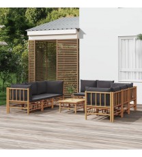 vidaXL 9 Piece Patio Lounge Set with Dark Gray Cushions Bamboo