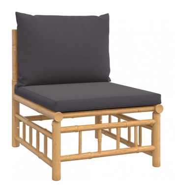 vidaXL 9 Piece Patio Lounge Set with Dark Gray Cushions Bamboo