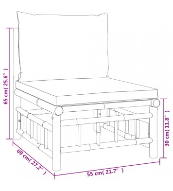 vidaXL 9 Piece Patio Lounge Set with Dark Gray Cushions Bamboo