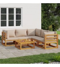 vidaXL 6 Piece Patio Lounge Set with Taupe Cushions Solid Wood