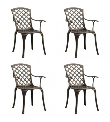 vidaXL Patio Chairs 4 pcs Cast Aluminum Bronze