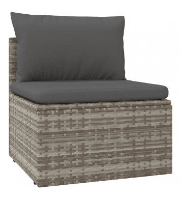 vidaXL 5 Piece Patio Lounge Set with Cushions Gray Poly Rattan