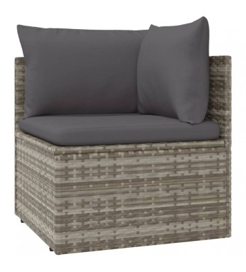 vidaXL 5 Piece Patio Lounge Set with Cushions Gray Poly Rattan