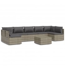 vidaXL 8 Piece Patio Lounge Set with Cushions Gray Poly Rattan