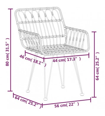 vidaXL 5 Piece Patio Dining Set Black Poly Rattan