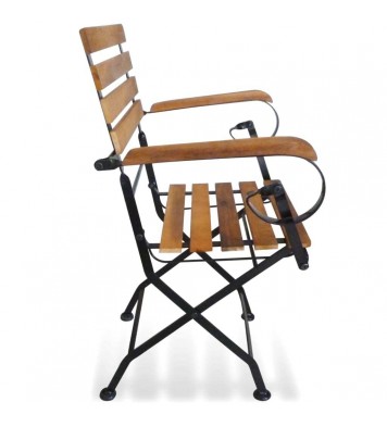 vidaXL Folding Patio Chairs 2 pcs Steel and Solid Wood Acacia