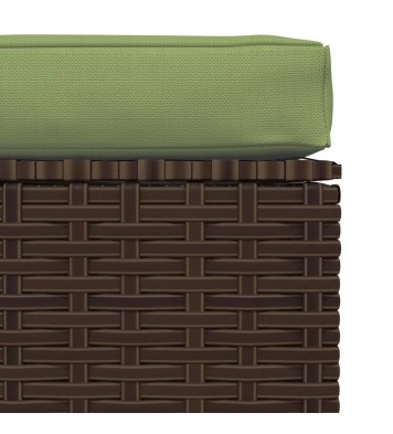 vidaXL Patio Footrest with Cushion Brown 27.6"x27.6"x11.8" Poly Rattan