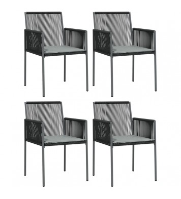 vidaXL 5 Piece Patio Dining Set with Cushions Black Poly Rattan and Steel