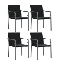 vidaXL Patio Chairs with Cushions 4 pcs Black 22"x23.2"x33.1" Poly Rattan