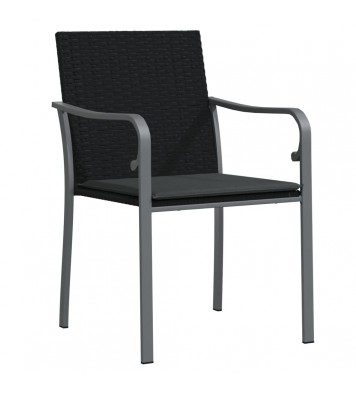 vidaXL Patio Chairs with Cushions 4 pcs Black 22"x23.2"x33.1" Poly Rattan