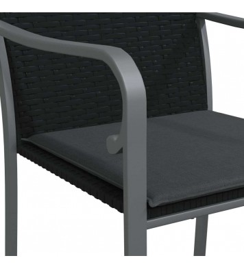 vidaXL Patio Chairs with Cushions 4 pcs Black 22"x23.2"x33.1" Poly Rattan