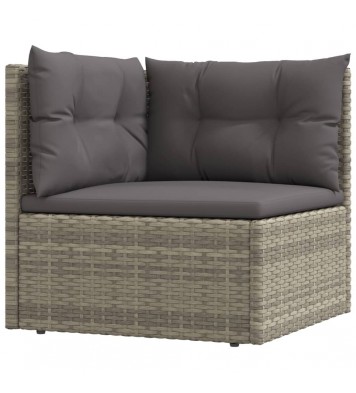 vidaXL 5 Piece Patio Lounge Set with Cushions Gray Poly Rattan