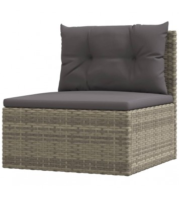 vidaXL 5 Piece Patio Lounge Set with Cushions Gray Poly Rattan