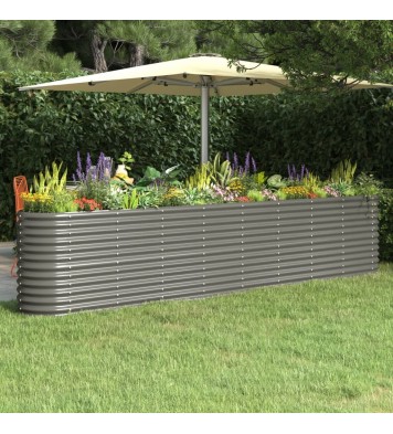 vidaXL Garden Raised Bed Powder-coated Steel 130.7"x15.7"x26.8" Gray