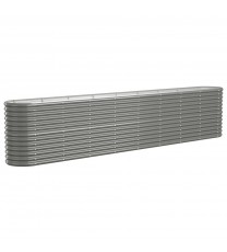 vidaXL Garden Raised Bed Powder-coated Steel 130.7"x15.7"x26.8" Gray