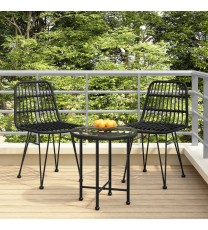 vidaXL Patio Chairs 2 pcs Black 18.9"x24.4"x33.1" PE Rattan