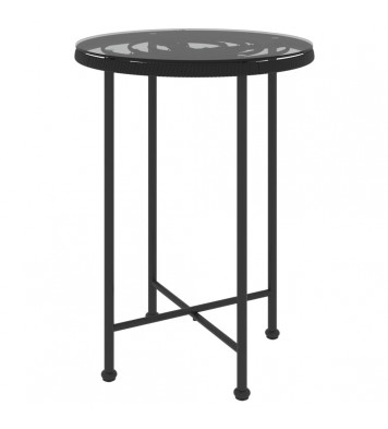 vidaXL Dining Table Black Ø21.7"? Tempered Glass and Steel