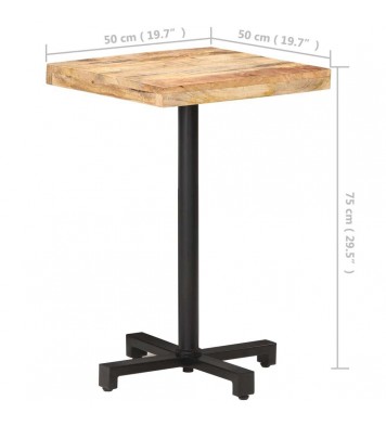 vidaXL Bistro Table Square 19.7"x19.7"x29.5" Rough Mango Wood