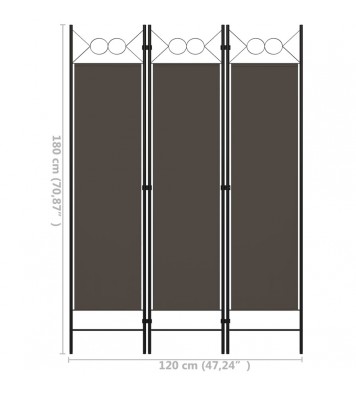 vidaXL 3-Panel Room Divider Anthracite 47.2"x70.9"